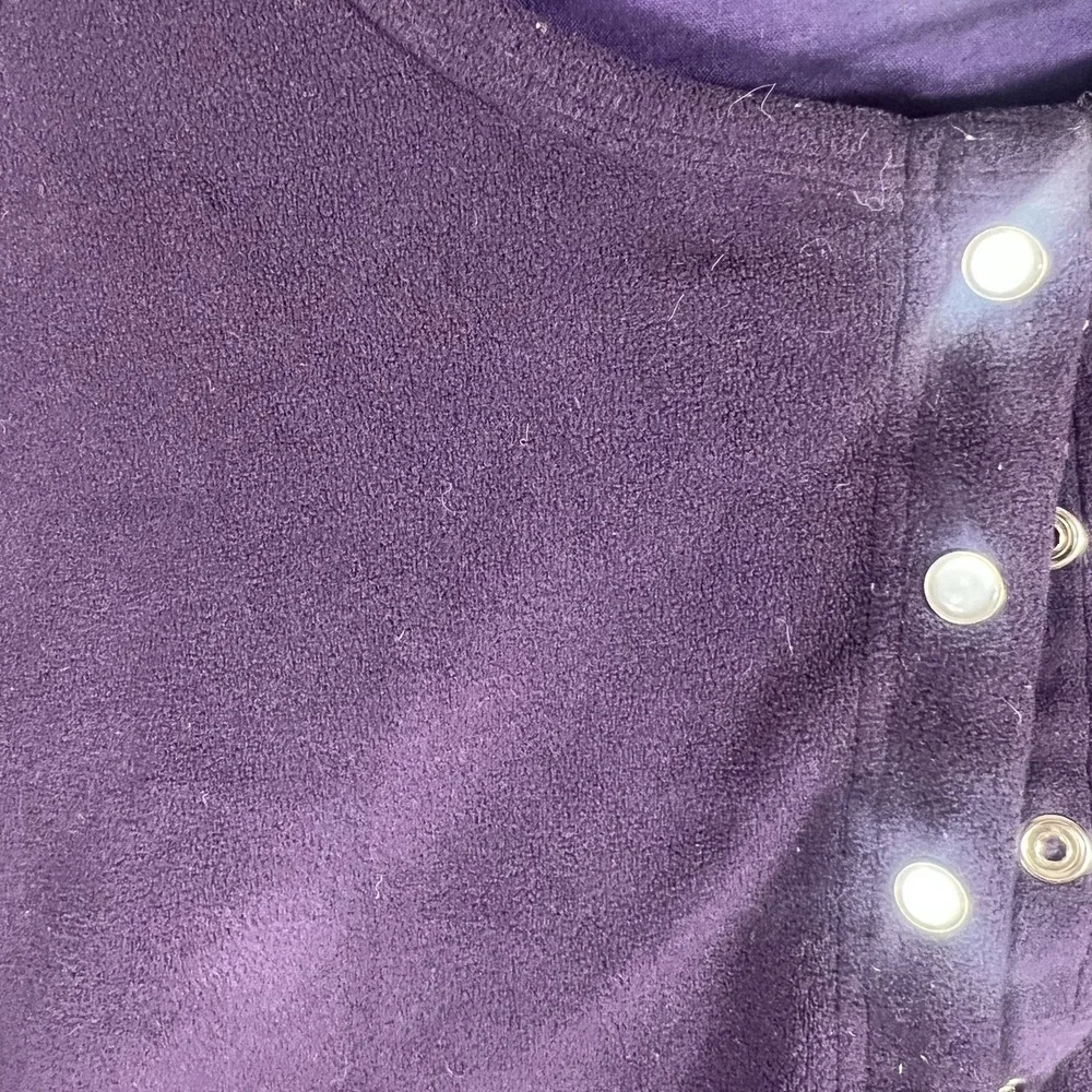 Eddie Bauer Women's Large Purple Fleece Snap Button Cardigan Sweater